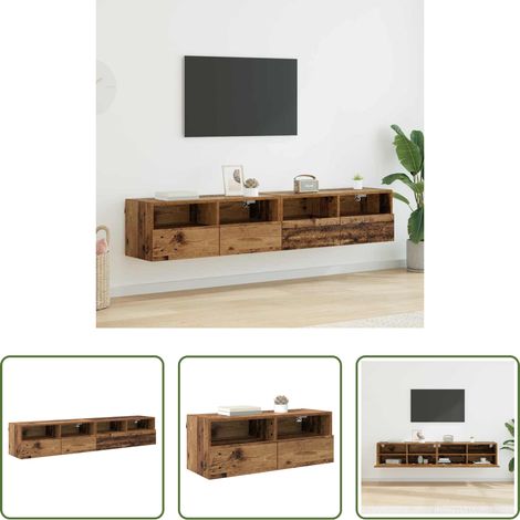 Holzregal - TV-Wandregale 2 pcs Altholz 80 x 30 x 30 cm Holzwerkstoff (1/5)