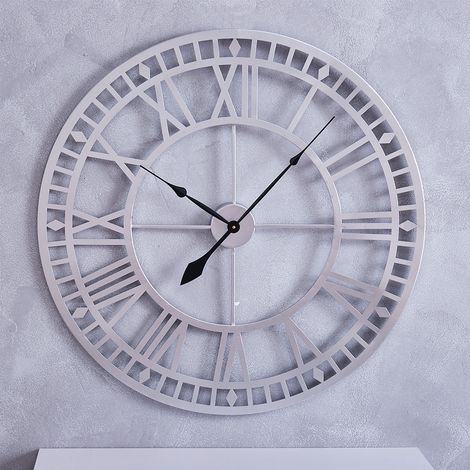 80CM Roman Numerals Metal Wall Clock, Silver (1/5)
