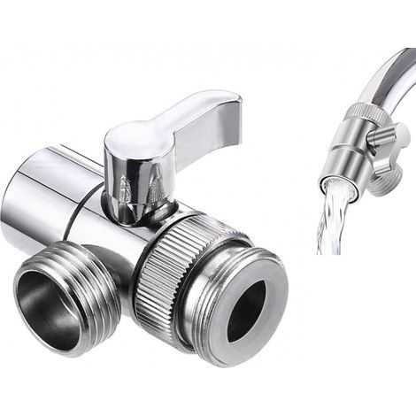 Robinet inverseur pour robinet - Connexion 1/2" - Robinet inverseur pour douche - Valve de dérivation à trois voies - Adaptateur de douche (1/5)