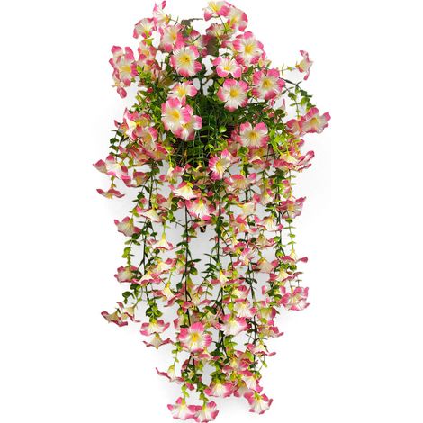 Set of 4 Artificial Bindweed Garlands, Artificial Flowers and Foliage, Porch and Terrace Decoration, Pink