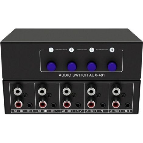 Commutateur Audio - 4 Entrées RCA + 3,5 mm - 1 Sortie Stéréo - Boîtier Métallique - Pour Installation Domestique ou Professionnelle - 1 Pièce (1/5)