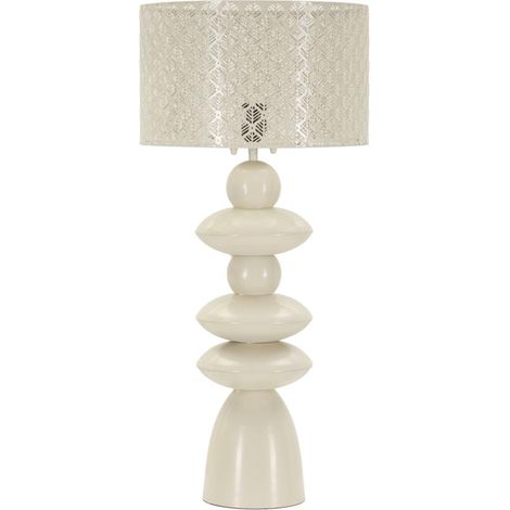 Lampada da tavolo in metallo crema, Ø33x71 cm – Paralume intagliato (1/4)