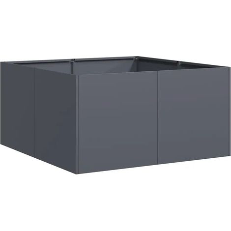 Jardinière carrée ouverte design moderne pour jardin balcon 80 x 80 x 40 cm en acier laminé à froid anthracite