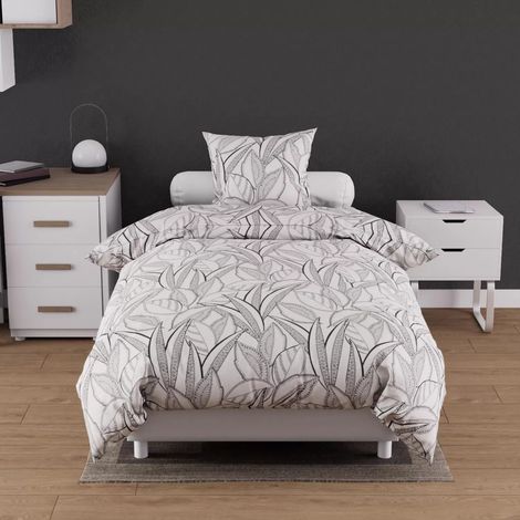 Parure housse de couette coton 57 fils 140x200 cm TOGO blanc, par Soleil d'ocre