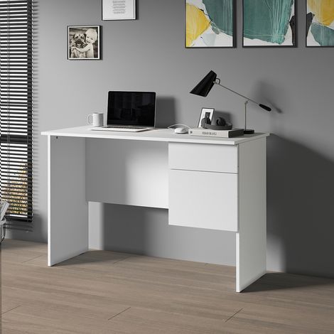 Bureau droit individuel moderne blanc mat Essly (1/5)
