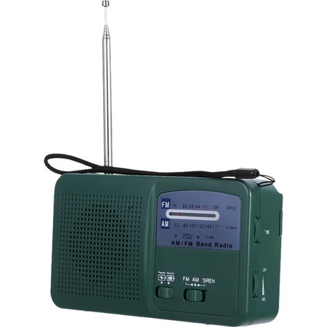Radio de Secours D’Urgence à Manivelle, Solaire, Vert (1/5)