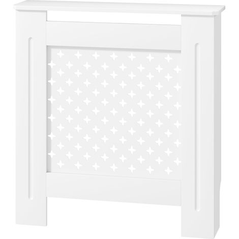Couvercle de radiateur cache radiateur grille croisée pour salon chambre à coucher en bois 78l x 19P x 82H cm blanc (1/5)