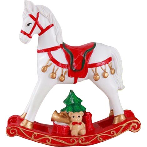 Cheval à Bascule - Sculpture Animalière en Résine - Décor de Bureau et Intérieur - Ornement de Noël - Lot de 1 (1/5)