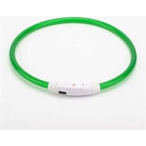 Collier de sécurité rechargeable avec lumières LED clignotantes, adapté à toutes les races de chiens, y compris les petits, moyens et grands chiens, idéal pour les promenades nocturnes (vert). (1/4)