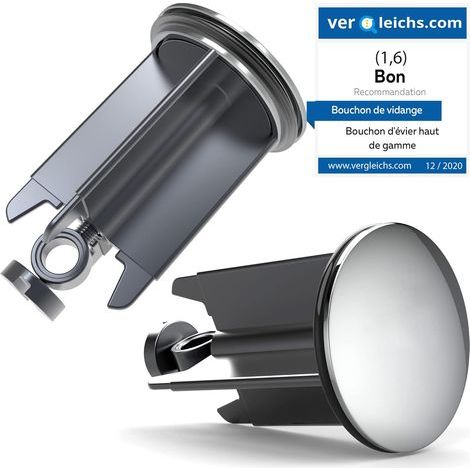Fits 40mm sink plug - wick cover with rubber - height adjustable sink cover - chrome drain plug (1/3)