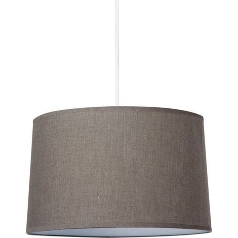 Suspension - Abat-jour - Gris - Cylindrique - 35cm diamètre - Chambre - Salon