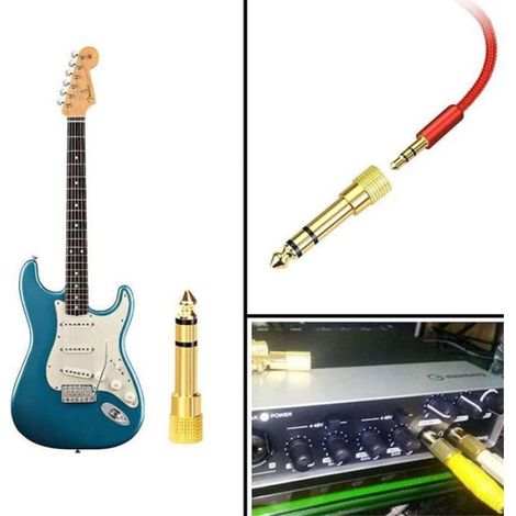 Adaptateur Jack 6 35 Mm Vers 3 5 Mm - Connecteur Stéréo Or 24 Carats - Pour Piano Électrique Amplificateur Home Cinéma - 1 Pièce (1/5)
