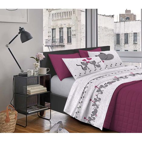 Completo letto lenzuola, stampa digitale Gattini 100% cotone, made in italy Rosa - Matrimoniale (1/3)