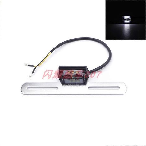 Livraison gratuite pour accessoires de moto modifiés, support de plaque d'immatriculation rétro Prince, support de plaque d'immatriculation universel, éclairage de plaque d'immatriculation LED (électr (1/5)