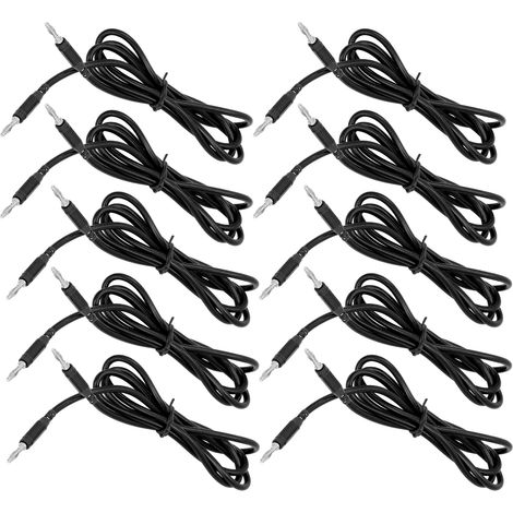 10 Ensembles de Cordons de Test Banane 4mm Mâle-Mâle en Laiton PA 32A 1000V pour Électricité Noir (1/5)