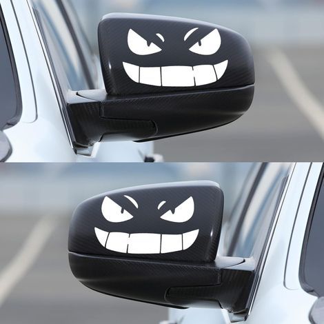 Funny Stickers Retroviseur, 2 Pièces Autocollants Voiture Extérieur Autocollant Voiture Humour Sticker Voiture Monster Smiley Autocollants de Voiture pour Autocollants de Décoration de Voiture (Blanc) (1/5)