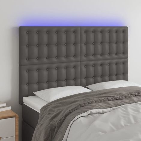 Cabecero con luces LED cuero sintético gris 144x5x118/128 cm vidaXL