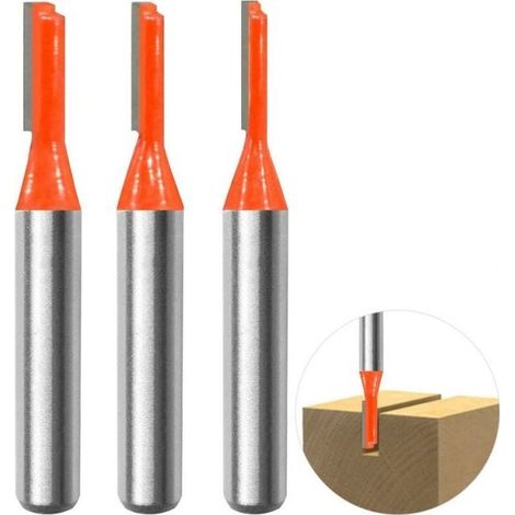 3pcs 8mm Tige Straight Routeur Bit Set, Fraises À Rainurer Fraise À Bois Outillage Bois Fraise 3mm,4mm,5mm Pour Transformation Du Bois Perçage Et Sculpture (1/5)
