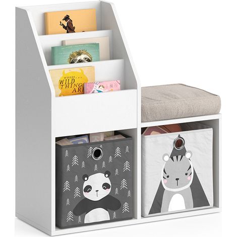 Kinderregal Luigi, Weiß, 72 x 79 cm Mini, mit 2 Faltboxen opt.5, Vicco