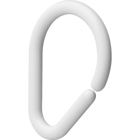 Anneaux de rideau de douche - 12 pièces, plastique blanc (1/4)