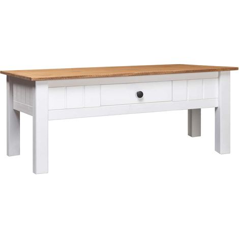 Couchtisch Weiß 100x60x43,5 cm Massivholz Panama-Kiefer