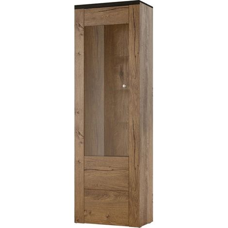 Estantería Salelbo 112 , Con puertas, Cerrable, Con cajones, Aglomerado laminado, Vidrio, Número de puertas: 1, Número de cajones: 1, 206x65x37cm (1/5)