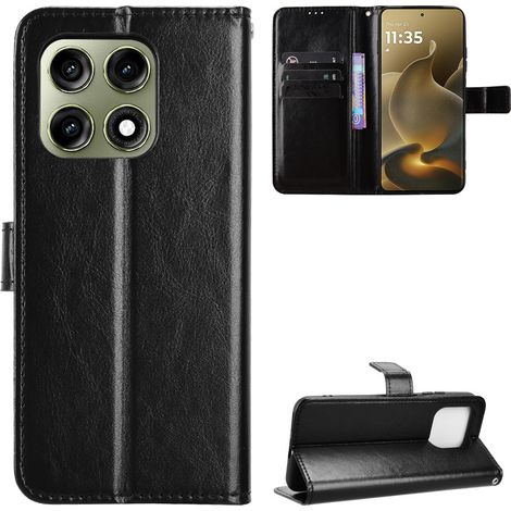 Funda tipo cartera Crazy Horse para Motorola Edge 70 Pro, color negro. (1/5)