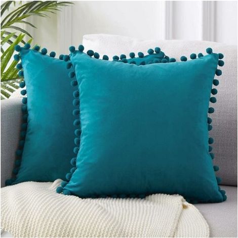 Set of 2 Cushion Covers 45x45 Duck Blue Decorative Sofa Cushion Covers Soft Velvet Living Room Bedroom Decoration Scandinavian Home Aesthetic with Zipper (1/5)