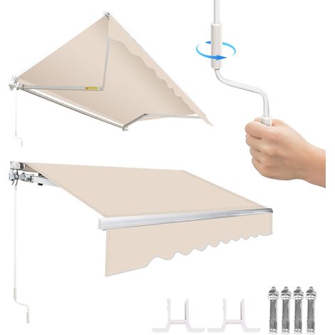 SWANEW Tenda da sole manuale 250 x 200 cm Beige Tenda da sole per balconi articolata Protezione solare Giardino Terrazza (1/5)