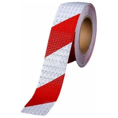 Bande Réfléchissante Autocollante Ruban Avertisseur Réfléchissant Ruban Adhésif Réfléchissant Avertissement  Rouge et Blanc Ruban de Signalisation 5cm  25m (1/5)
