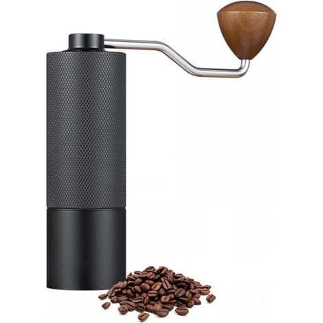 Moulin à café manuel - Moulin à café manuel avec réglages ajustables - Moulin à café - Broyage du café - Moulin à grains pour café en grains - Perforateur en acier inoxydable - Poignée en bois