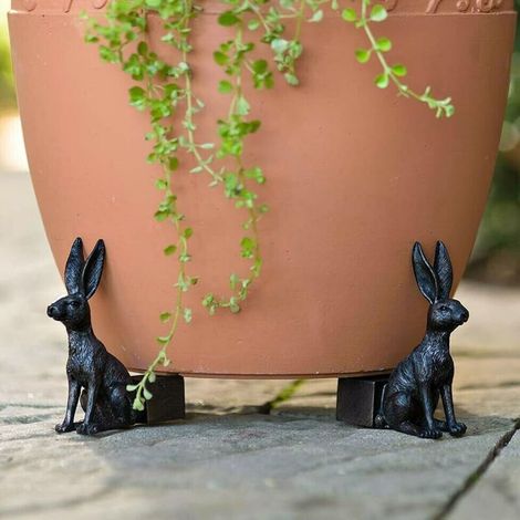 Lot de 3 supports pour plantes, supports pour pots de fleurs adaptés aux animaux de compagnie, pieds en résine faits main, pour la décoration intérieure ou extérieure (1/5)