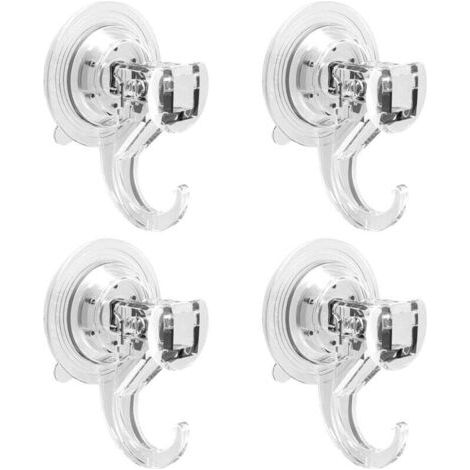 4 Stück Saugnäpfe mit Haken für Zuhause, Badezimmer, Dusche, Küche, Zuhause, Glasvorhanghaken für Fliesen, Duschtür, zum Aufhängen, 2 kg, transparent