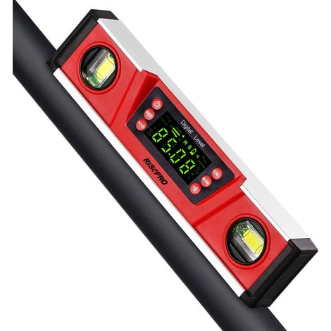 Niveau magnétique numérique et rapporteur - 10 pouces inclinomètre à bulle électronique protégé IP54, détecteur d'angle, jauge avec grand écran VA et base à rainure en V DL135N (1/5)