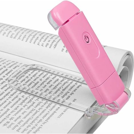 Reading Light, Warm White, Book Light Clip On Book, 2 Brightness Adjustable for Eye Protection, LED Reading Light with USB Rechargeable, Perfect Christmas Gifts for Bookworms, Kids, Pink (1/5)
