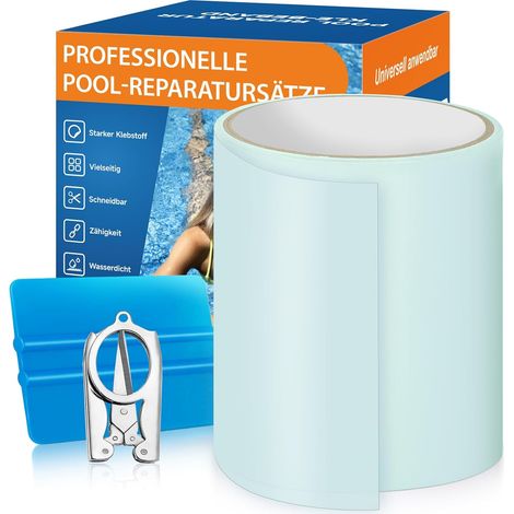 Rustine Piscine, PVC Rustine Piscine Waterproof 10cm x 250cm, Kit Reparation Spa Gonflable, Ruban Adhésif Réparation sous l'eau Peut être Utilisé comme Substitut à Colle, Mastic (1/5)