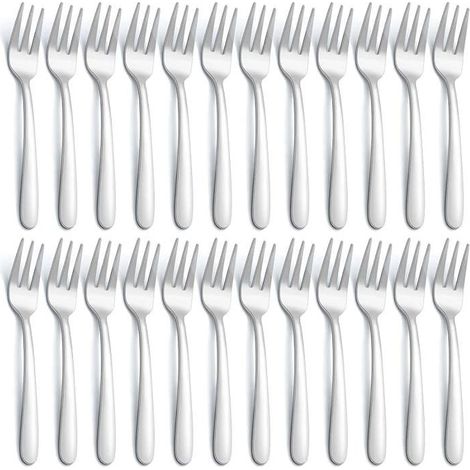 24 fourchettes à dessert, en acier inoxydable argenté, 13,5 cm, design classique et ergonomique, idéales pour pique-niques, dîners familiaux et événements festifs