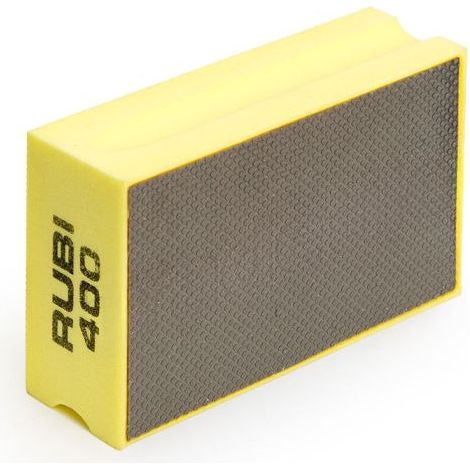 Rubi – Eponge abrasive diamantée grain 400 pour polissage fin – Corps en caoutchouc EVA – Dimensions 58 x 94 x 30 mm – 61977
