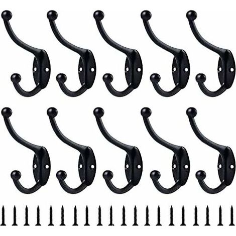 VURAHOME - Patère Patere Porte Manteau Mural, Crochet Porte Manteau, pour Mural Salle de Bain Cuisine, Noir 10 Pièces (1/5)