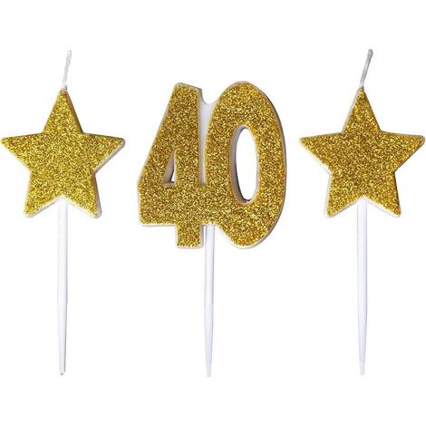 Velas de cumpleaños número 40 con estrellas