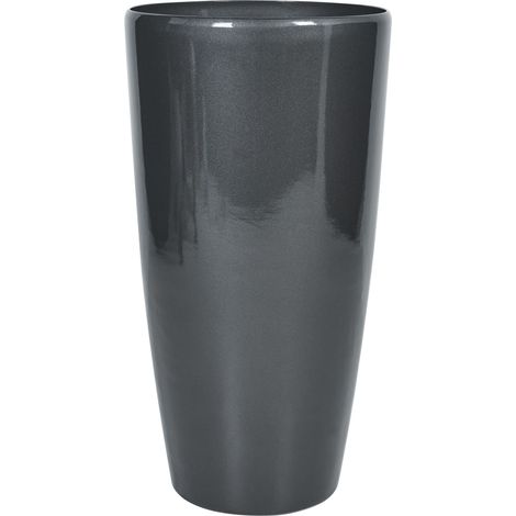 Vaso da Fiori alto nero con Fibra di Vetro 40 x 40 x 75 cm tondo Tseria (1/5)