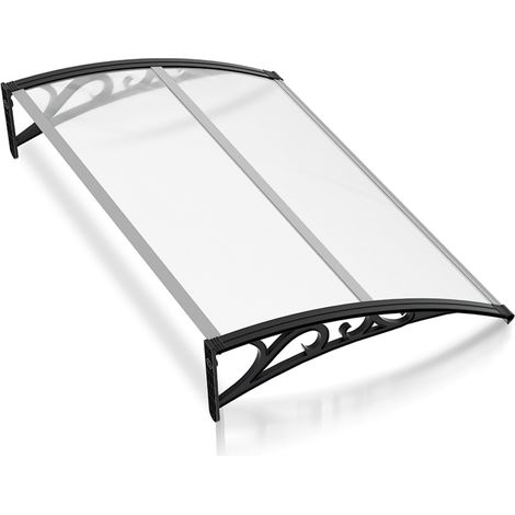 Randaco Vordach Haustür 120×100 cm – Pultbogenvordach mit Polycarbonat-Dach & robusten ABS-Stützarmen