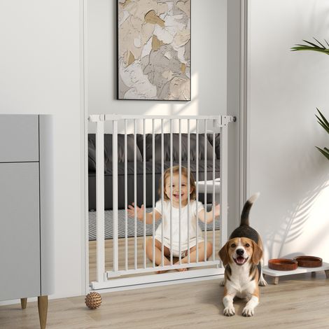 Cancelletto di sicurezza per scale, senza foratura, con chiusura automatica per bambini, cucina, scale, 76-80 x 76 cm, bianco