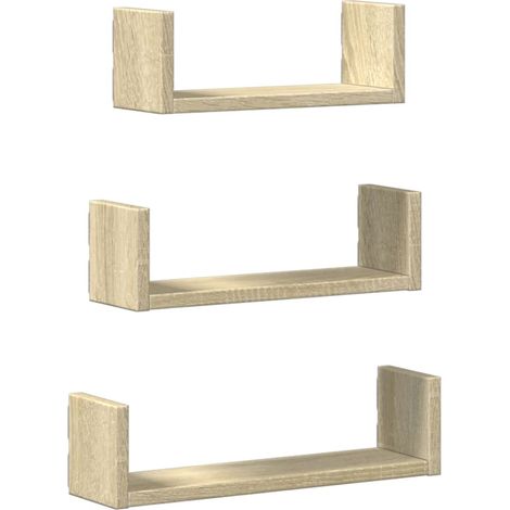 Wall Shelf 3 pcs Sonoma Oak Engineered Wood vidaXL
