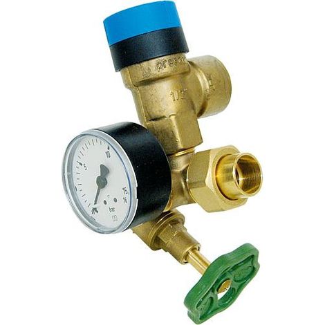 Banyo – Groupe de sécurité chauffe-eau 0-16 bar – Soupape de sécurité 10 bar – Manomètre intégré – Laiton pour chauffe-eaux jusqu'à 200L