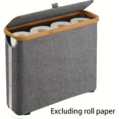 Toilettenpapierkorb, Aufbewahrung aus Bambus – Der ultimative Badezimmer-Organizer mit Bambusdeckel (Grau) (1/5)