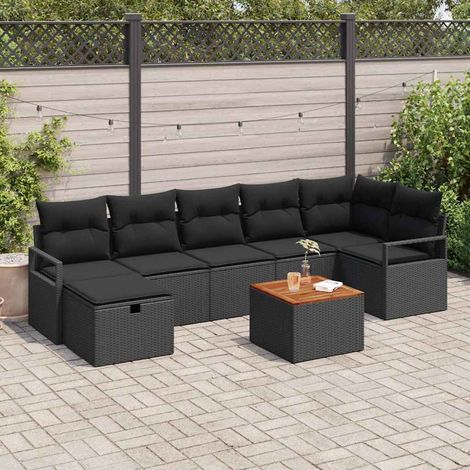 Teenpull – Gartensofa-set 8 Stk. Schwarz Poly Rattan (1/5)