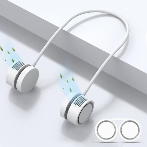 Tragbarer Nackenventilator, 3 Geschwindigkeitsstufen, USB-wiederaufladbarer Ventilator mit 720° verstellbarer Windrichtung, blattloser tragbarer Ventilator - Crezuo (1/4)