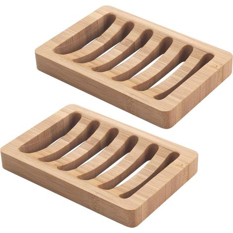 Porte-savon, porte-savon de douche 2 pièces, boîte de rangement de savon, porte-savon de salle de bain, porte-savon à vidange automatique (couleur naturelle) (1/2)