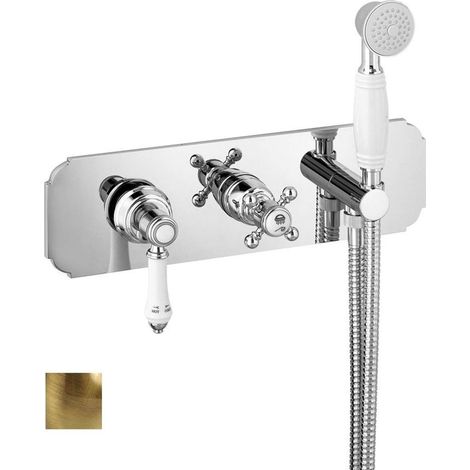 Sapho Vienna - Mezclador de ducha empotrado con rociador, para 3 dispositivos, con cuerpo, bronce VO143BR